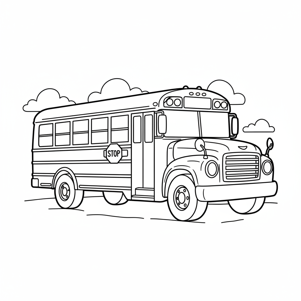 Kleurplaat Amerikaanse schoolbus