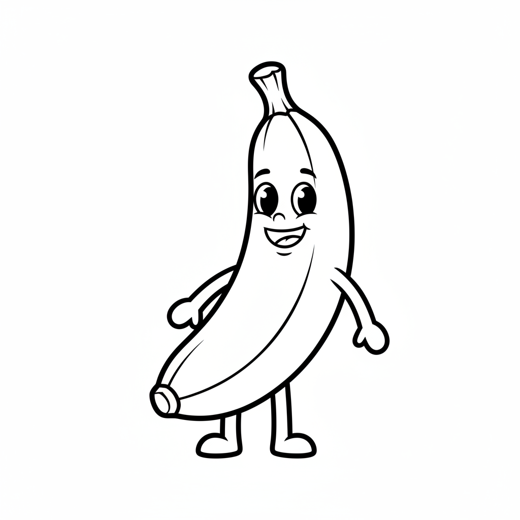 Kleurplaat Banaan met gezicht
