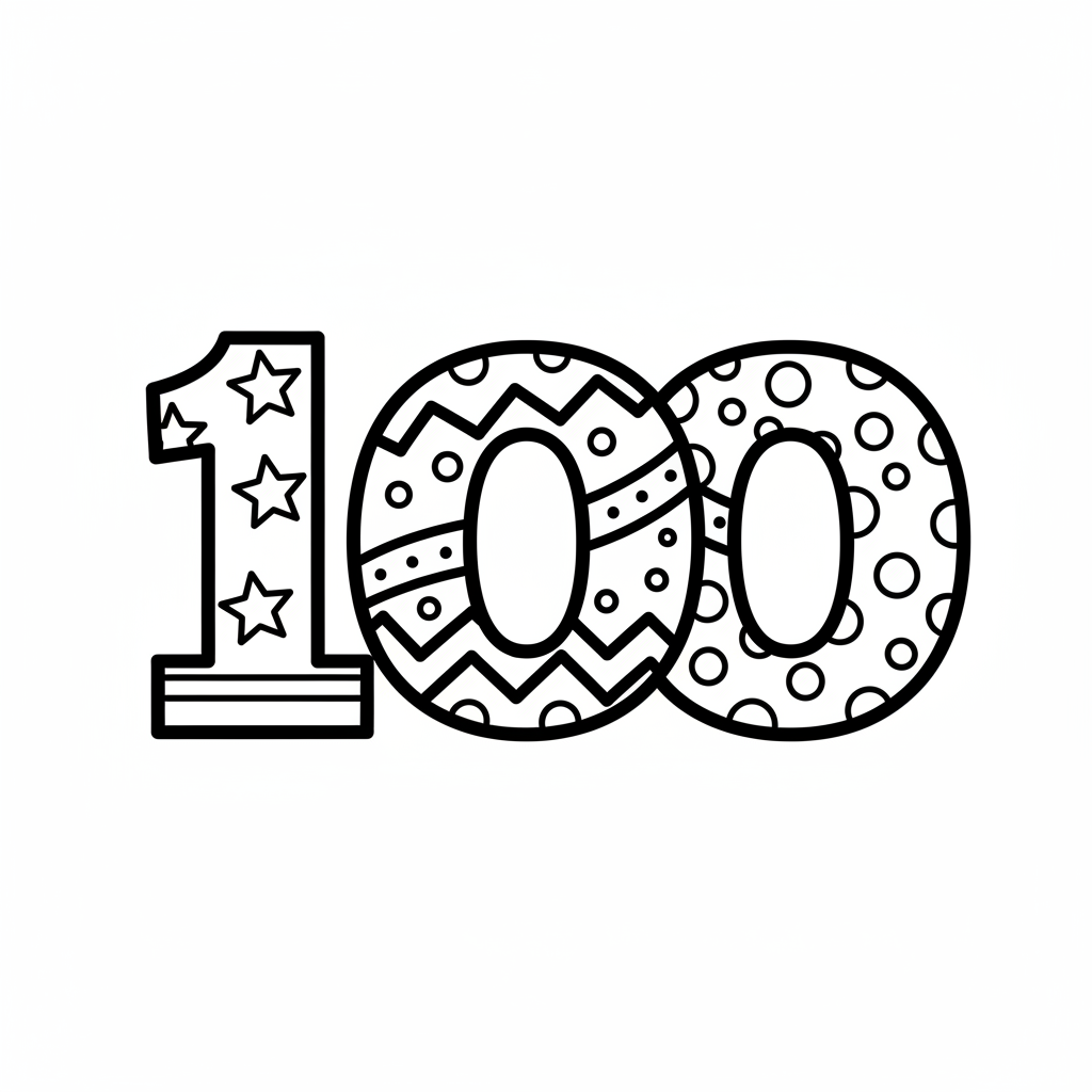 Kleurplaat cijfer 100
