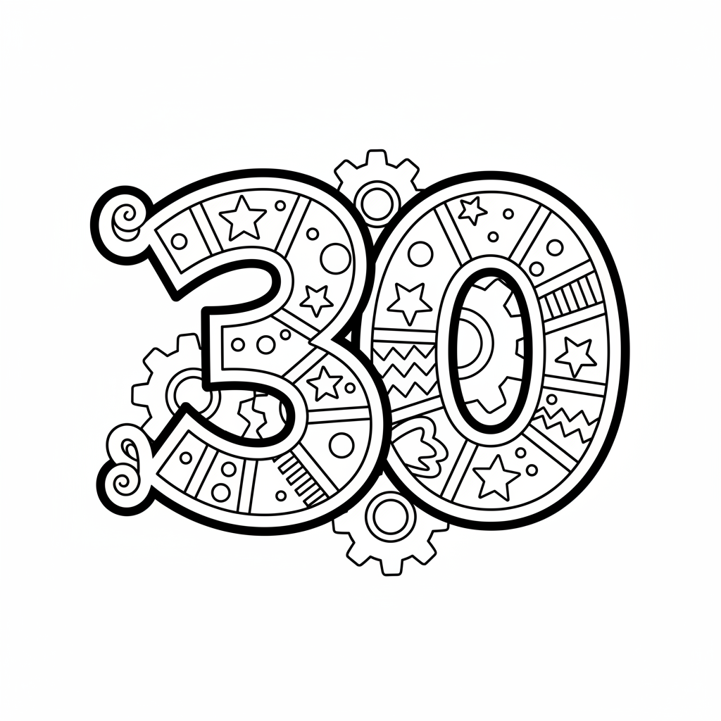 Kleurplaat cijfer 30