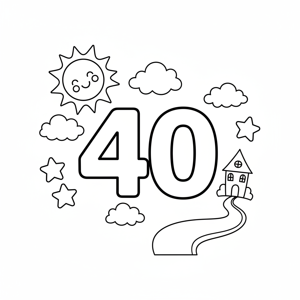 Kleurplaat cijfer 40