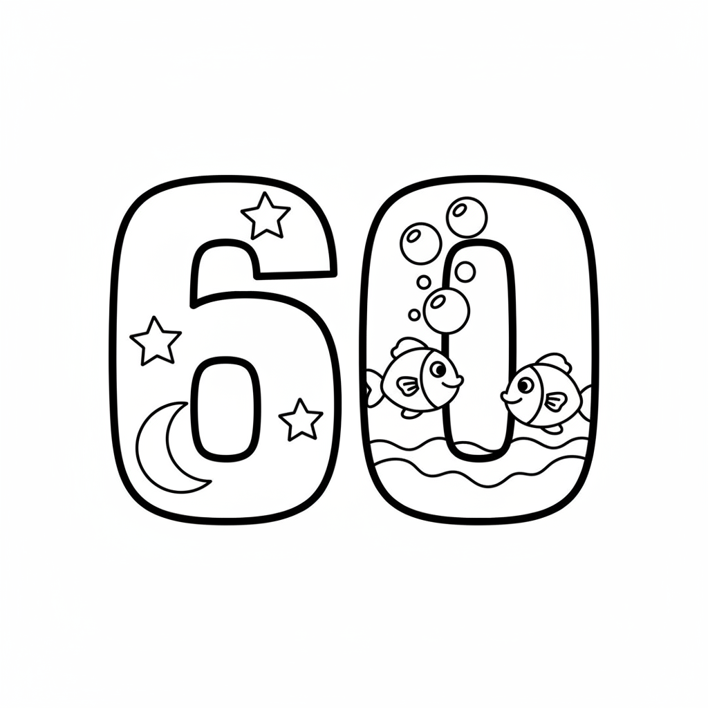 Kleurplaat cijfer 60