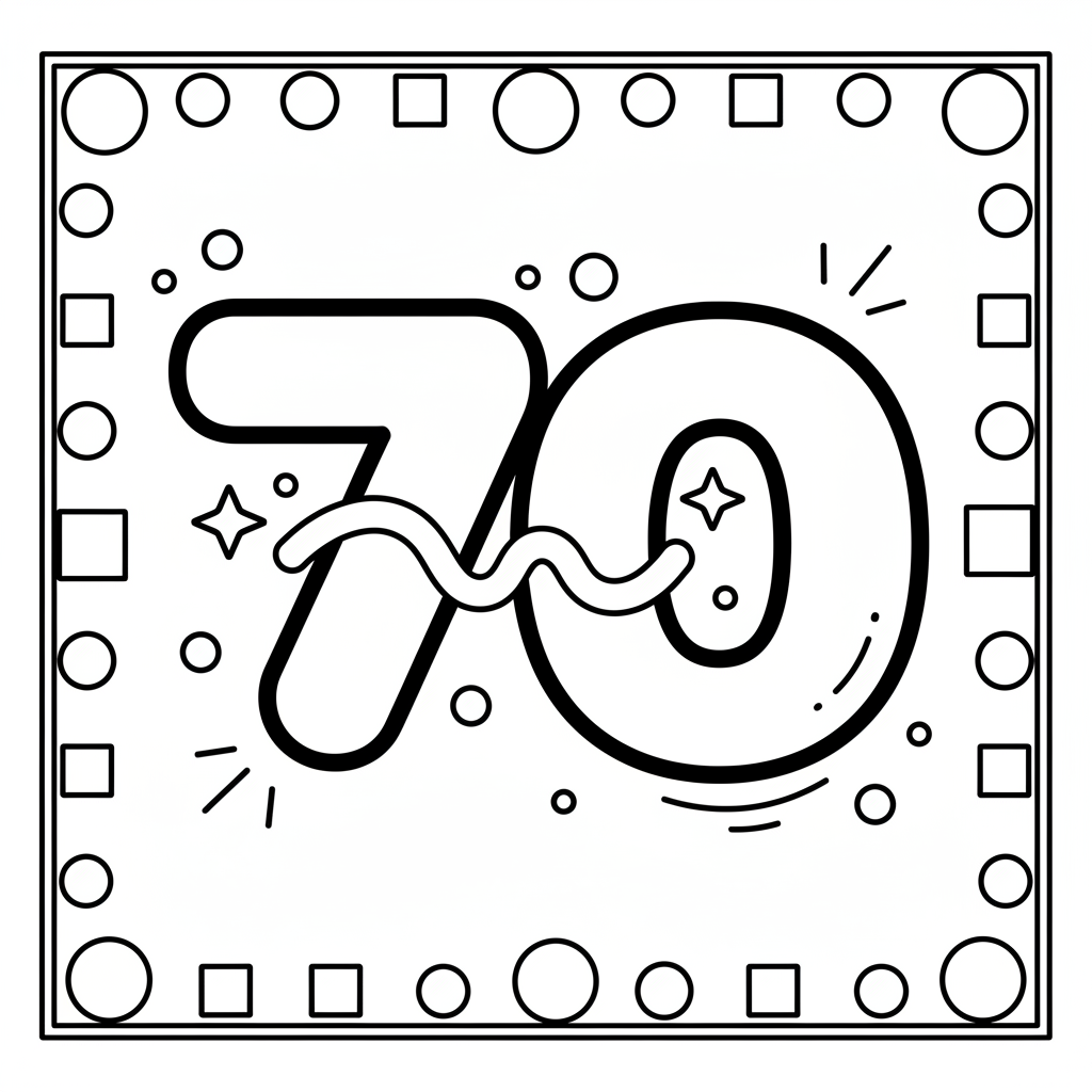 Kleurplaat cijfer 70