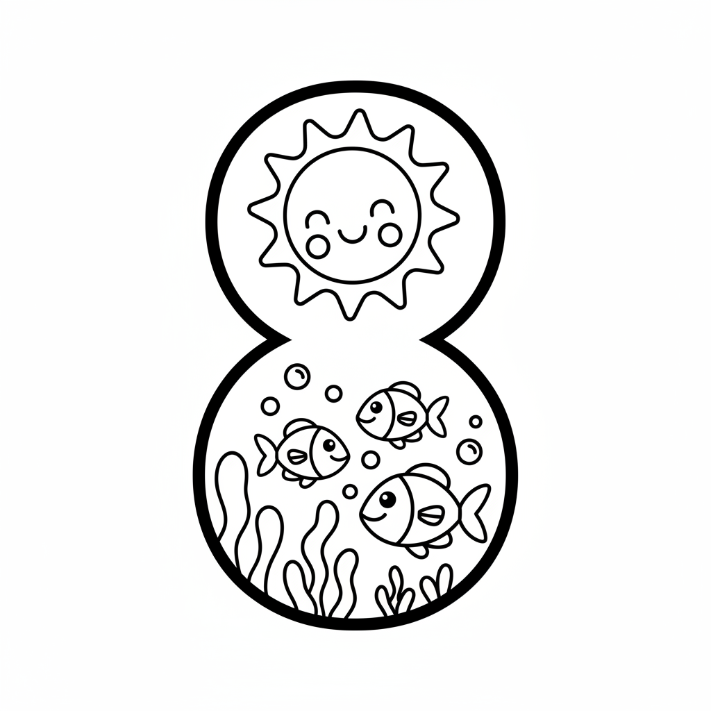 Ausmalbild Zahl 8