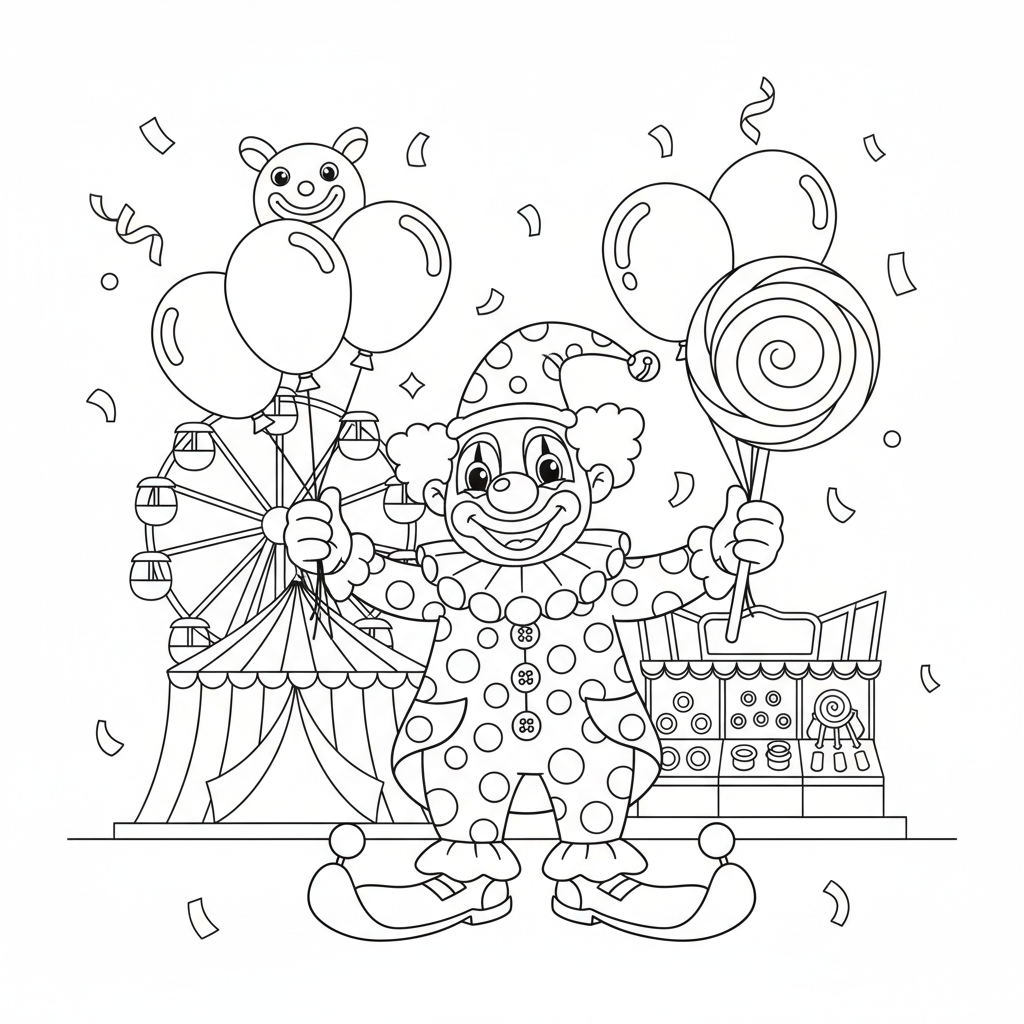 Ausmalbild Clown im Karneval