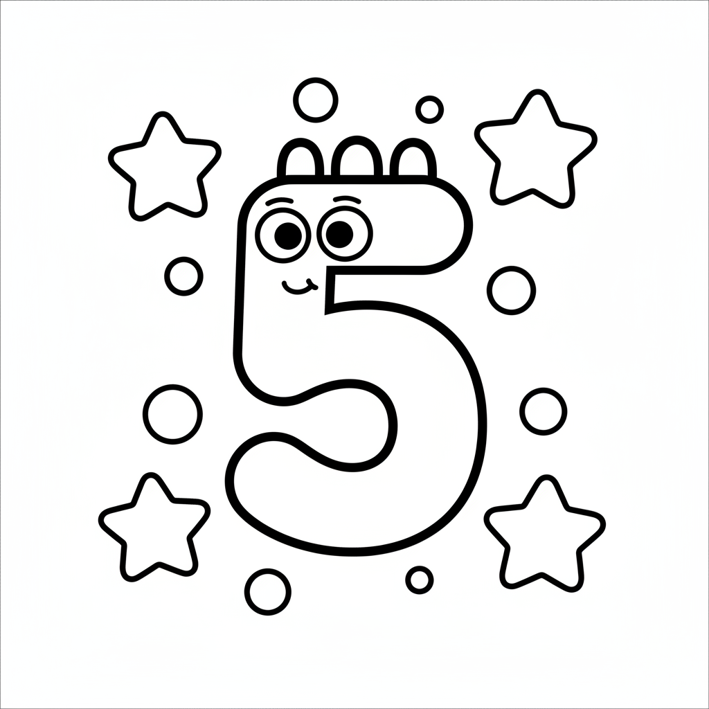 Malvorlage die Zahl 5