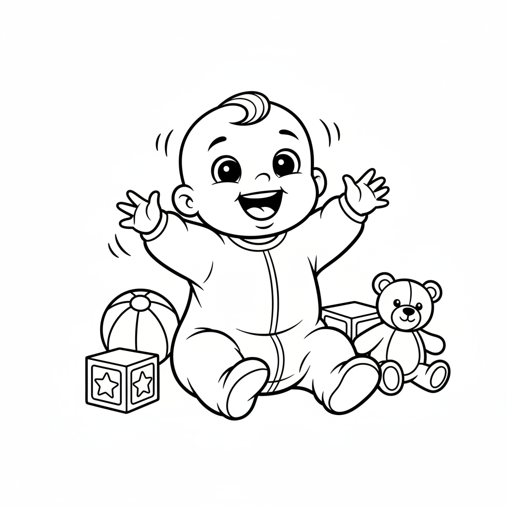 Ausmalbild lachendes Baby