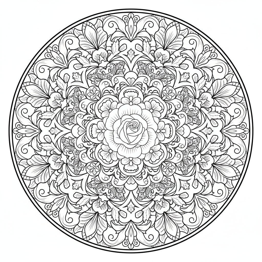 Kleurplaat Mandala bloemen