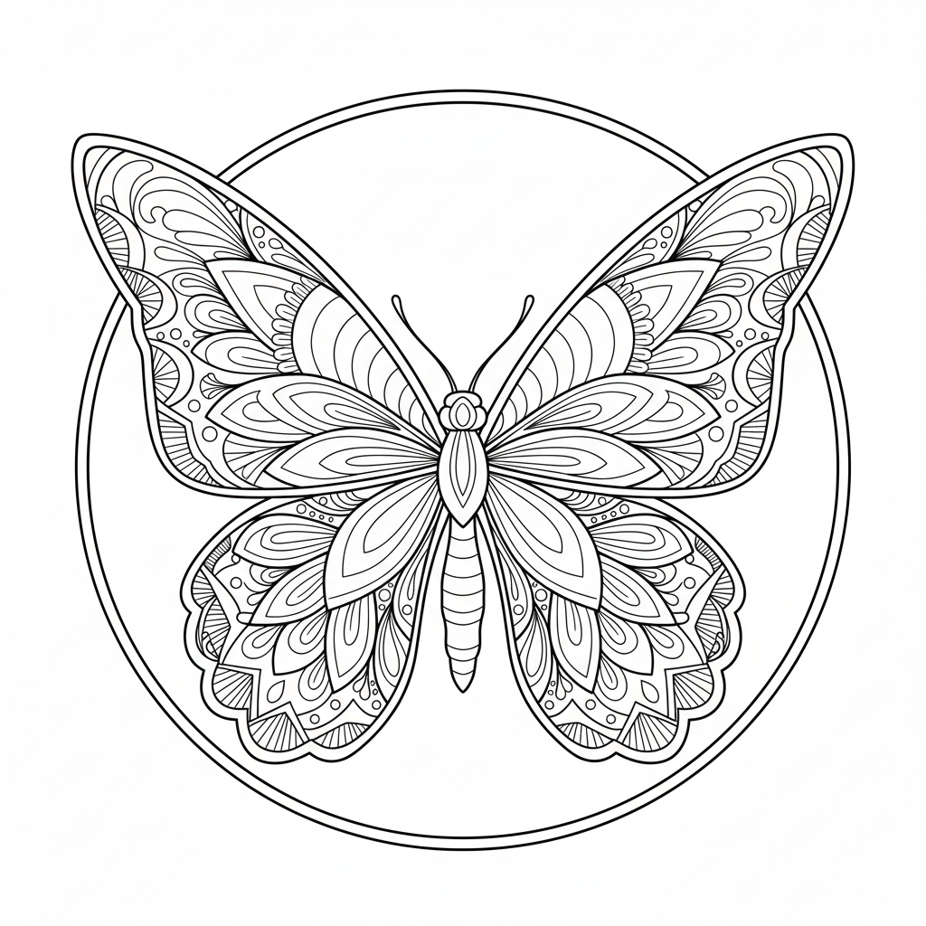 Kleurplaat Mandala vlinder