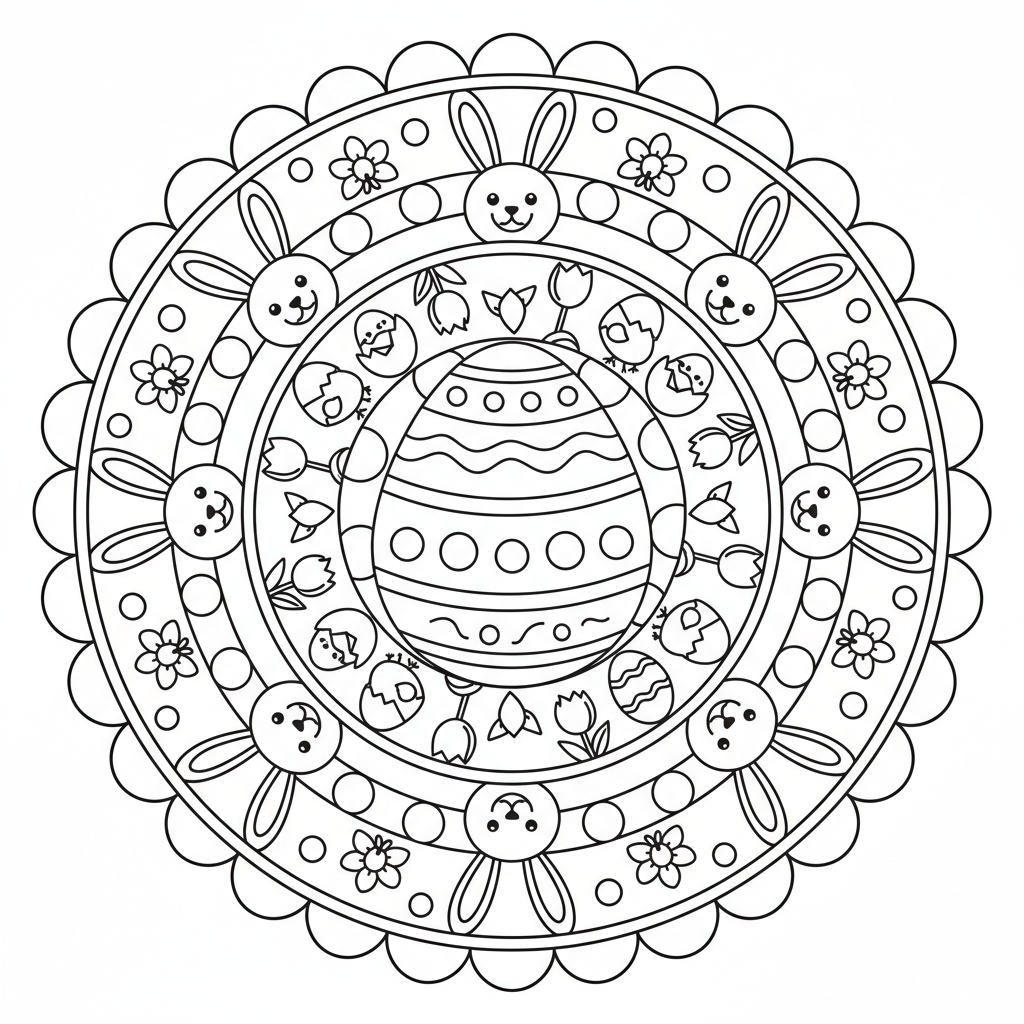 Kleurplaat Pasen mandala