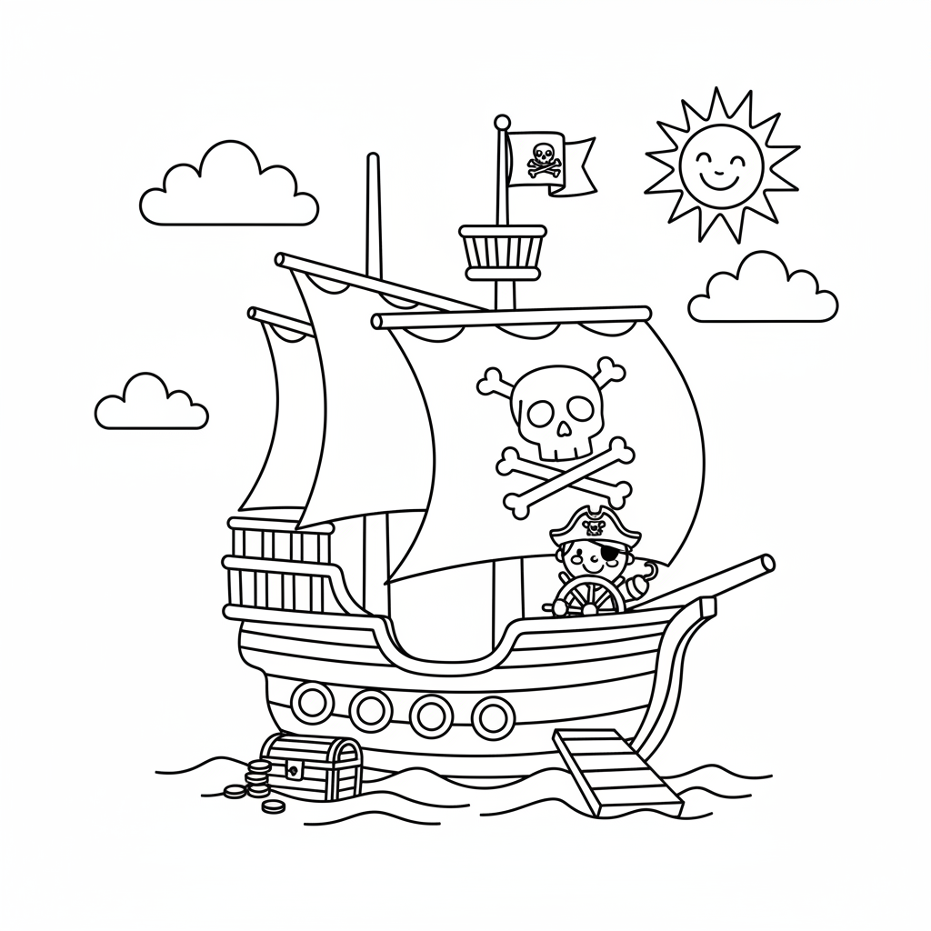 Kleurplaat Piratenschip