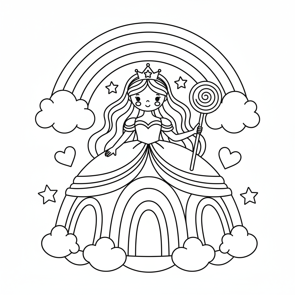 Ausmalbild Regenbogen-prinzessin