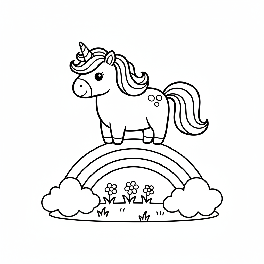 Ausmalbild Regenbogen einhorn