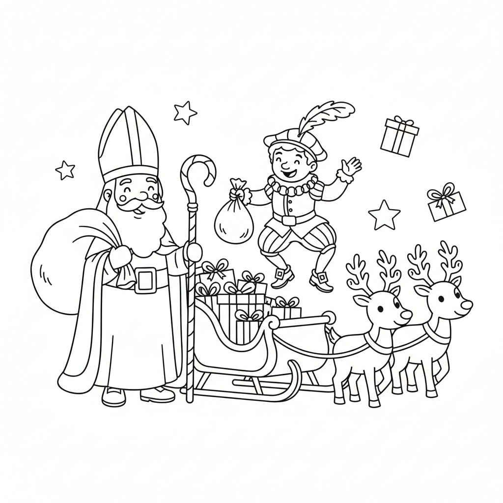 Kleurplaat sint en piet