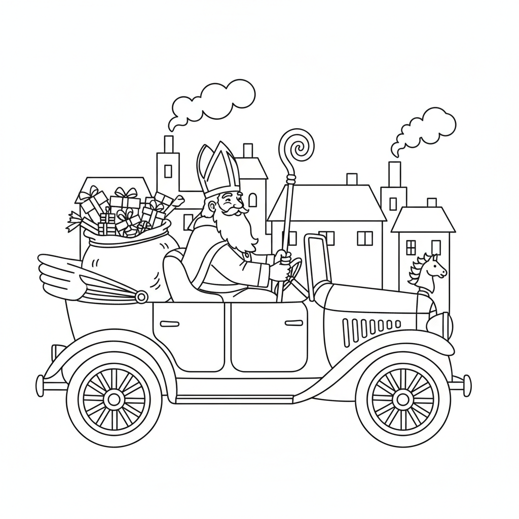 Kleurplaat sinterklaas auto