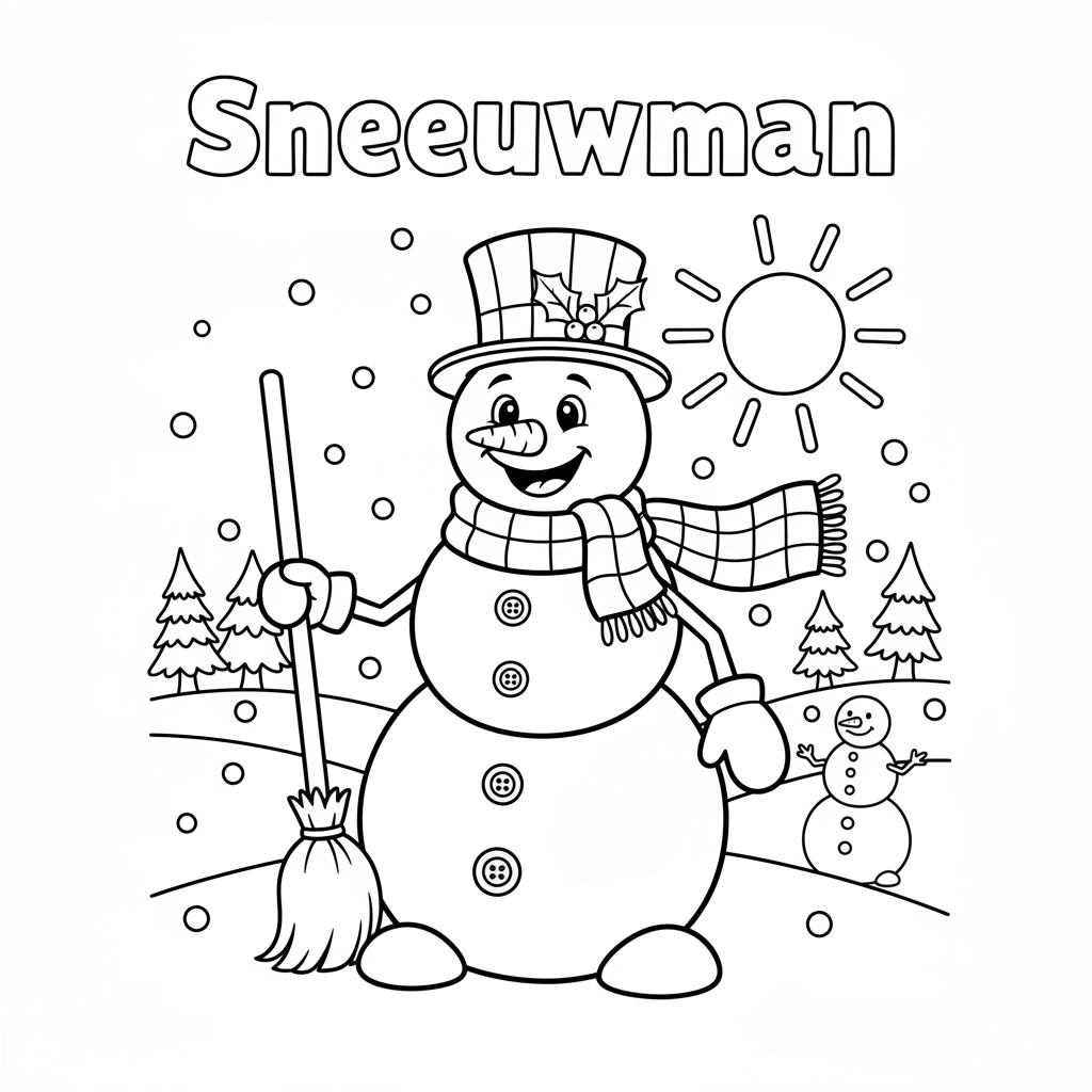 Kleurplaat Sneeuwman