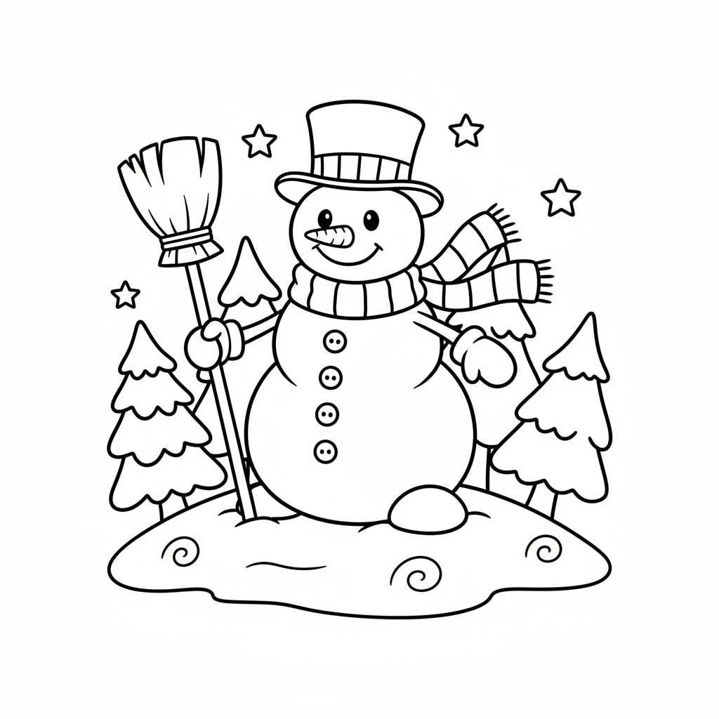 Kleurplaat Sneeuwpop