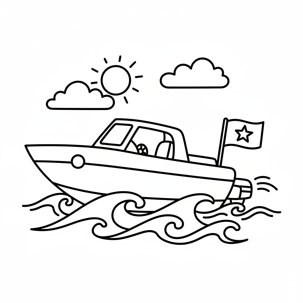 Kleurplaat Speedboot