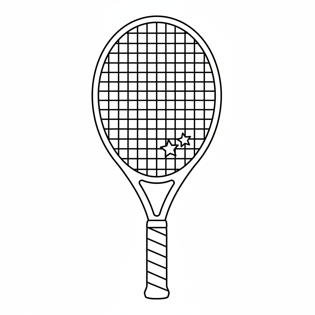 Kleurplaat tennisracket