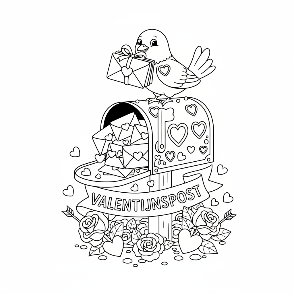 Kleurplaat valentijnspost