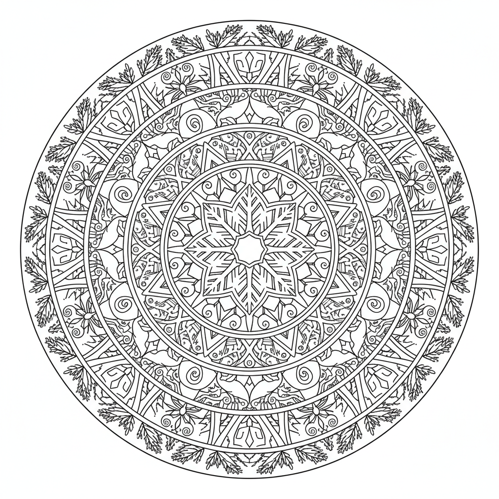 Kleurplaat Winter mandala